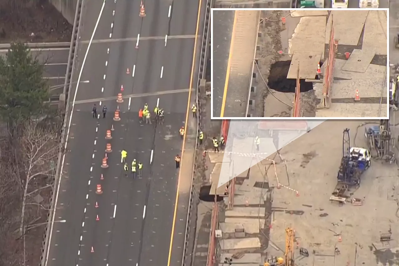Massive new 15-foot sinkhole opens up on troublesome New Jersey Interstate 80, detouring all traffic