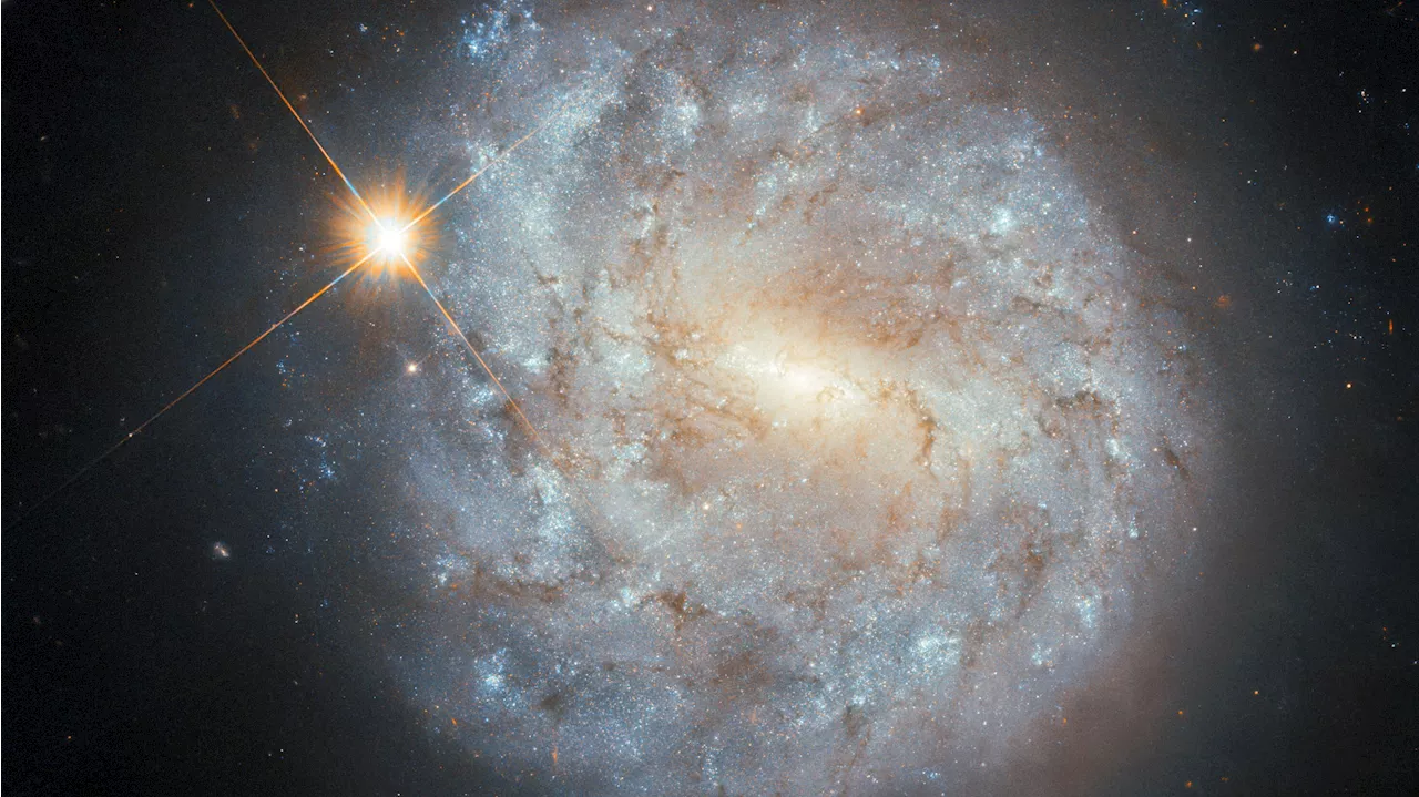 El Hubble capta una galaxia lejana y una estrella cercana con datos tomados con 20 años de diferencia