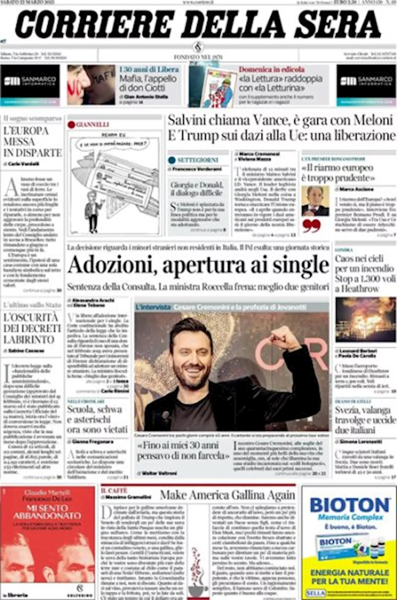 Le prime pagine di oggi