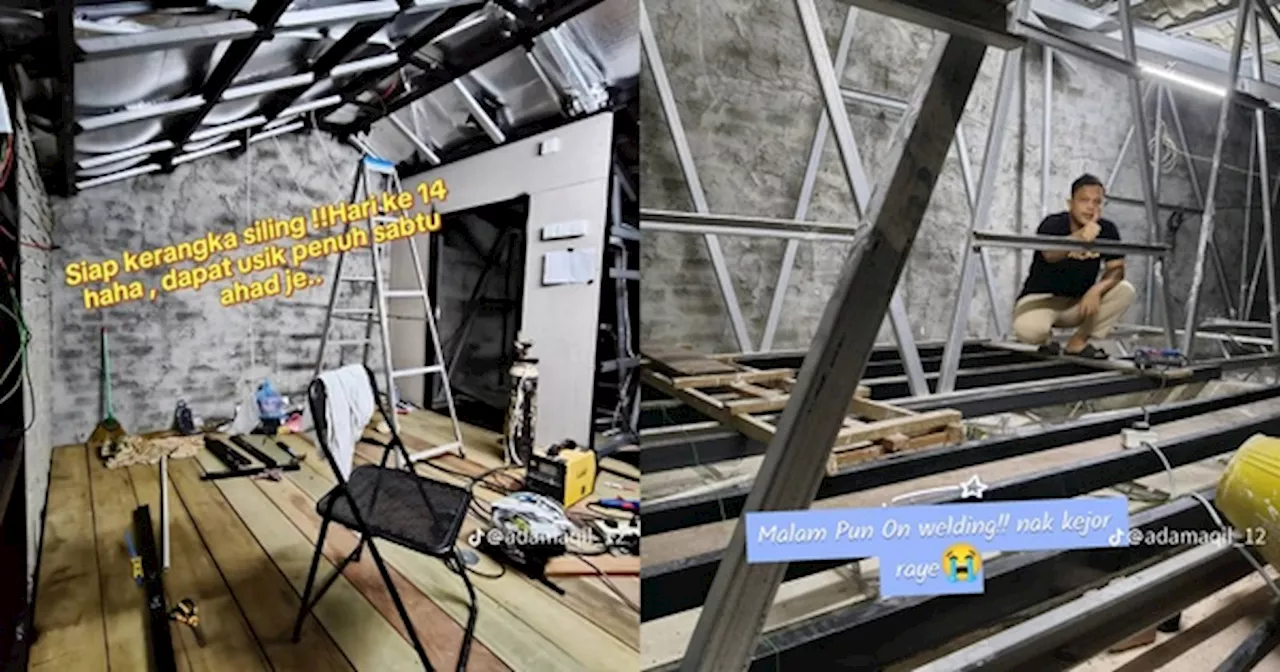 Lelaki DIY Sendiri Siapkan Bilik Di Loteng Rumah Sebelum Raya