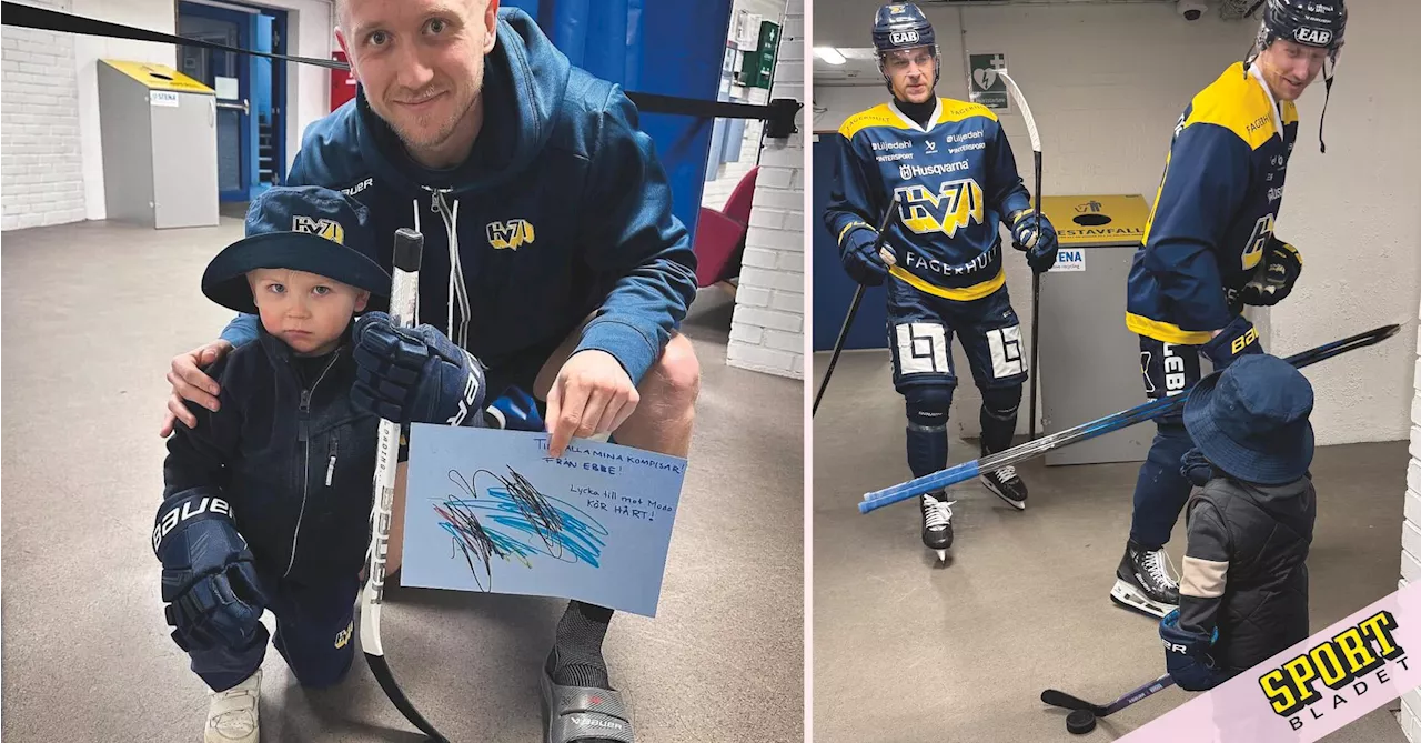 Ebbe, 2, är lagets största (?) supporter: ”Måste lura honom och säga att matchen är slut för att få honom i säng”