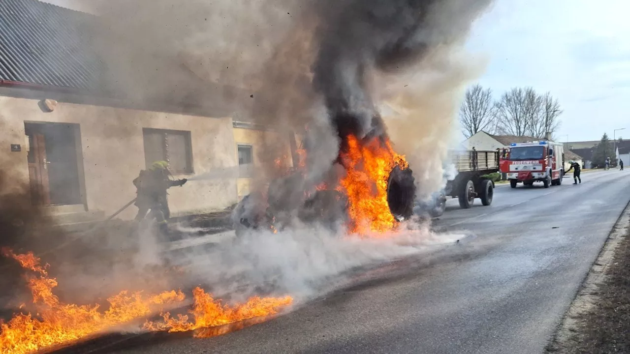  Schreck für Landwirt – Traktor plötzlich in Flammen