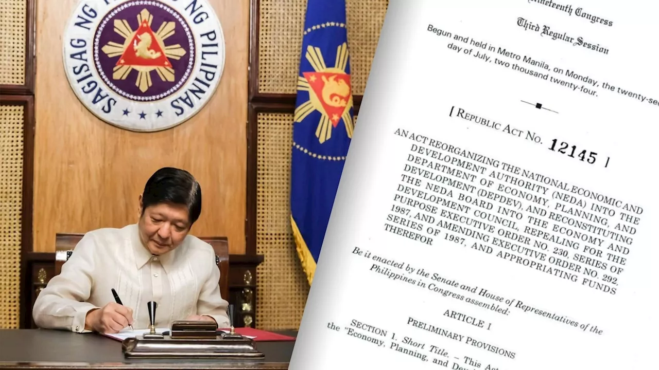 NEDA reorganized as Department of Economy, Planning, and Development