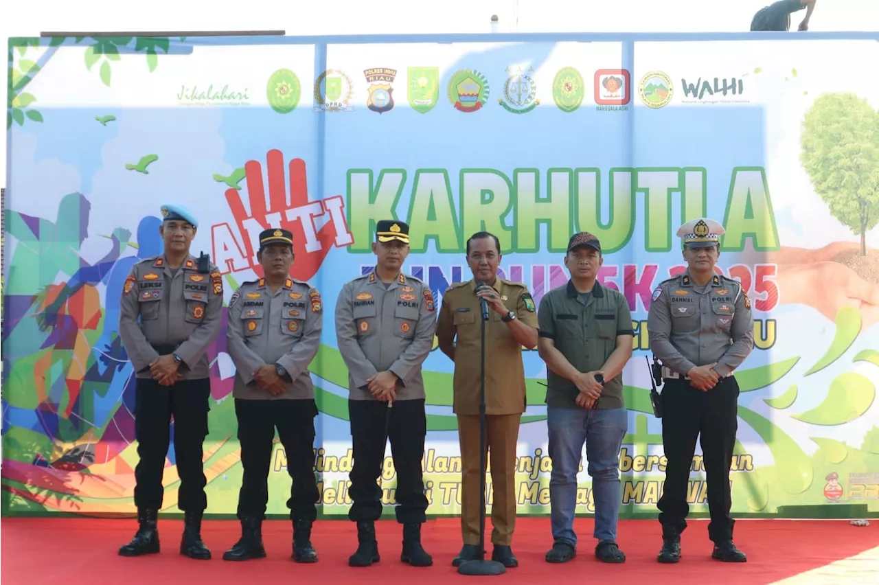 Bersama Pemda, Polres Inhu Gelar Fun Run Anti-Karhutla