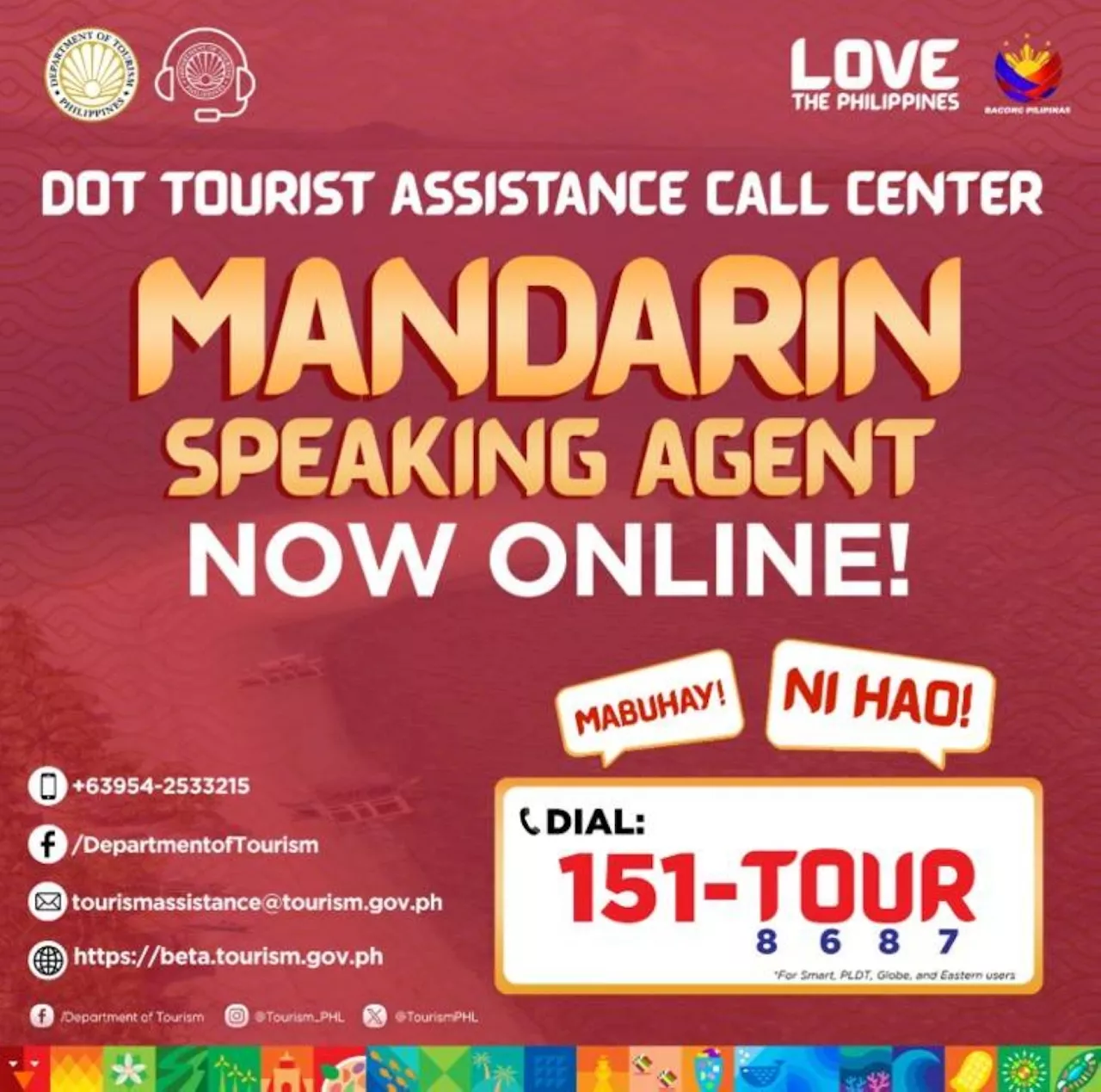 Holy Week update: Mandarin-speaking agents available at DOT's Tourist Assistance Call Center