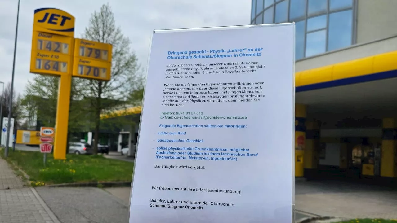 Physik fällt aus: Schule sucht Lehrer per Aushang an der Tankstelle