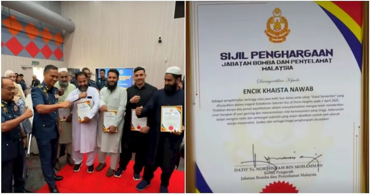 Pakistani Men Honored with Good Samaritan Awards by Bomba for Heroic Rescue of Putra Heights Fire Victims