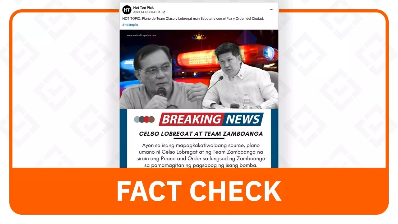 FACT CHECK: Post links Zamboanga politicians to alleged bomb plot without proof