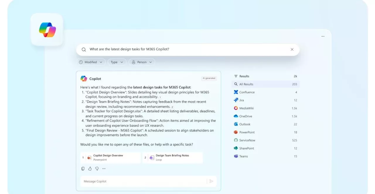 Microsoft 365 Copilot redesigned with new search, image, and notebook features
