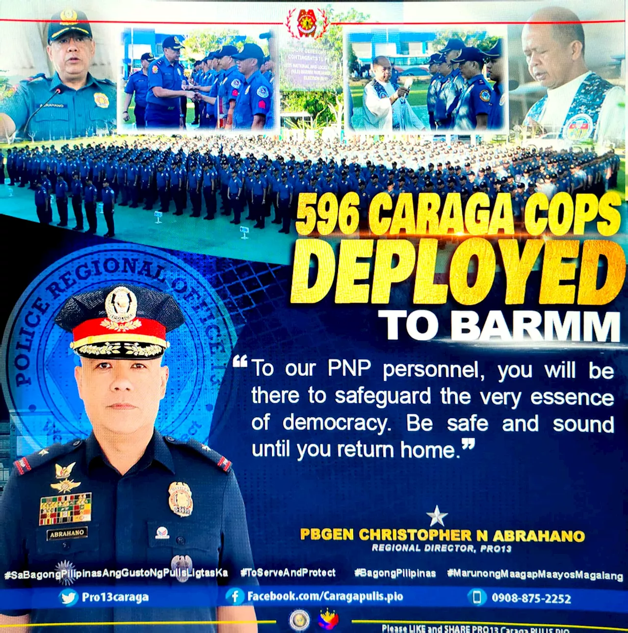 PRO-Caraga deploys 596 cops to BARMM for election security