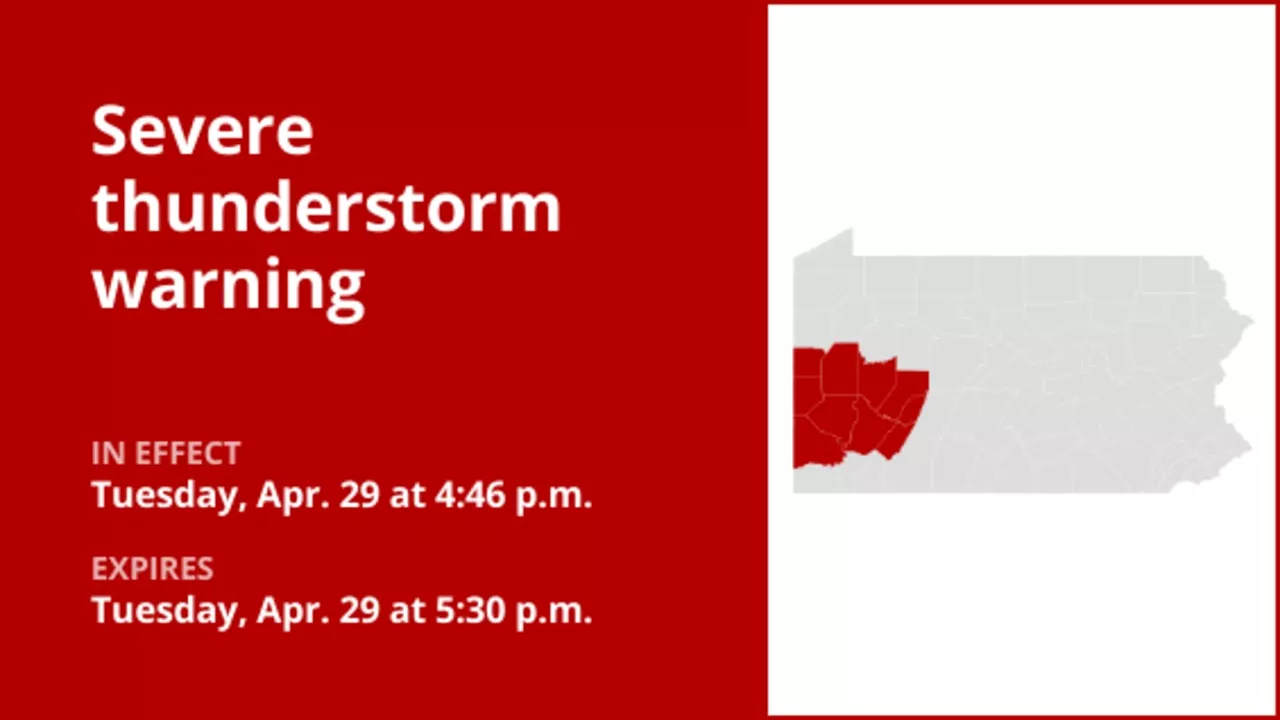Update: Thunderstorms with damaging winds in Southwest Pa. Tuesday