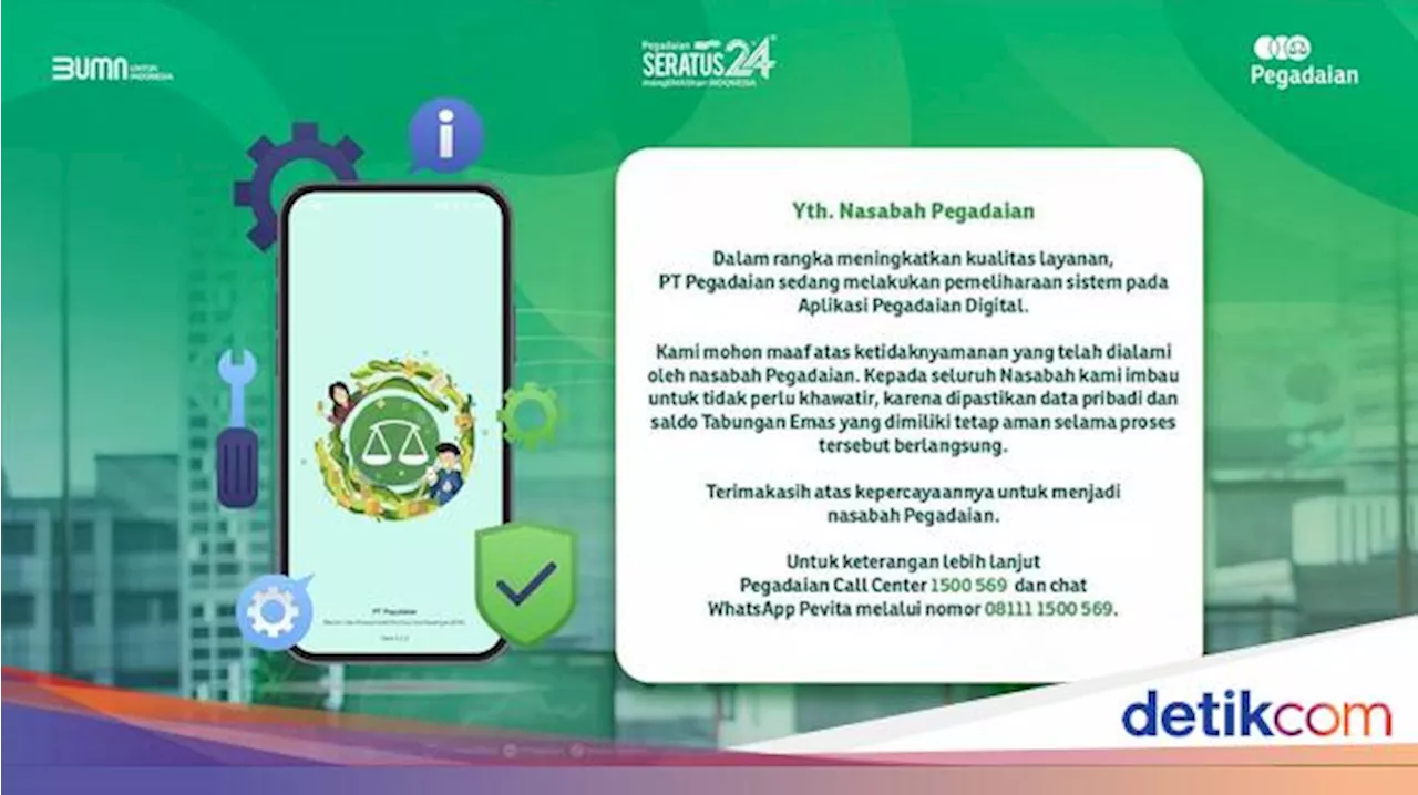 Genjot Kualitas Layanan, Pegadaian Lakukan Pemeliharaan Aplikasi Digital