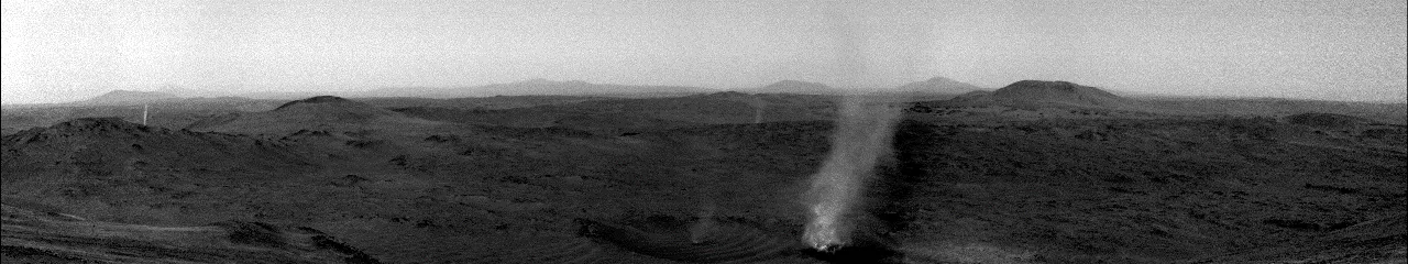 On Mars, a dust devil is seen eating another