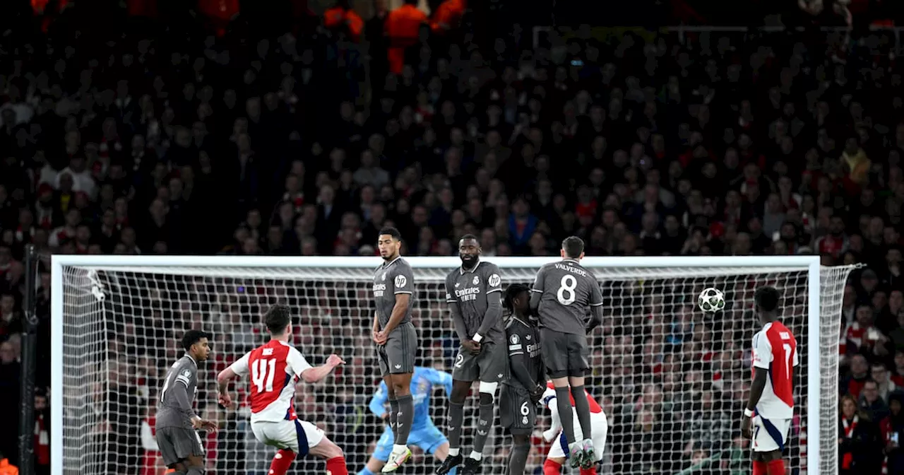 Two stunning Declan Rice free-kicks help Arsenal to big win against Real Madrid