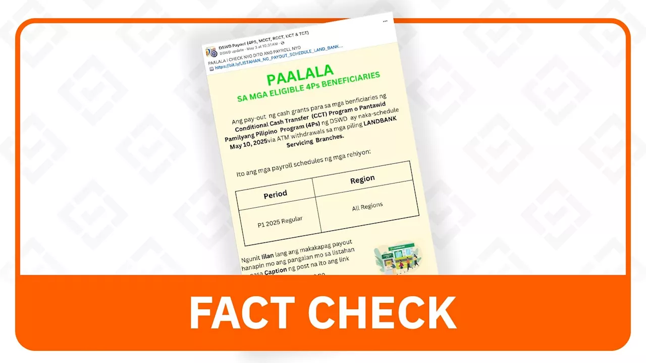 FACT CHECK: Link to 4Ps May 10 payout payroll is fake