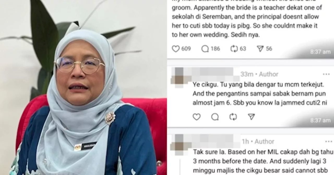 Dakwaan Guru Tak Dapat Cuti Kahwin, JPN Negeri Sembilan Belum Terima Sebarang Aduan