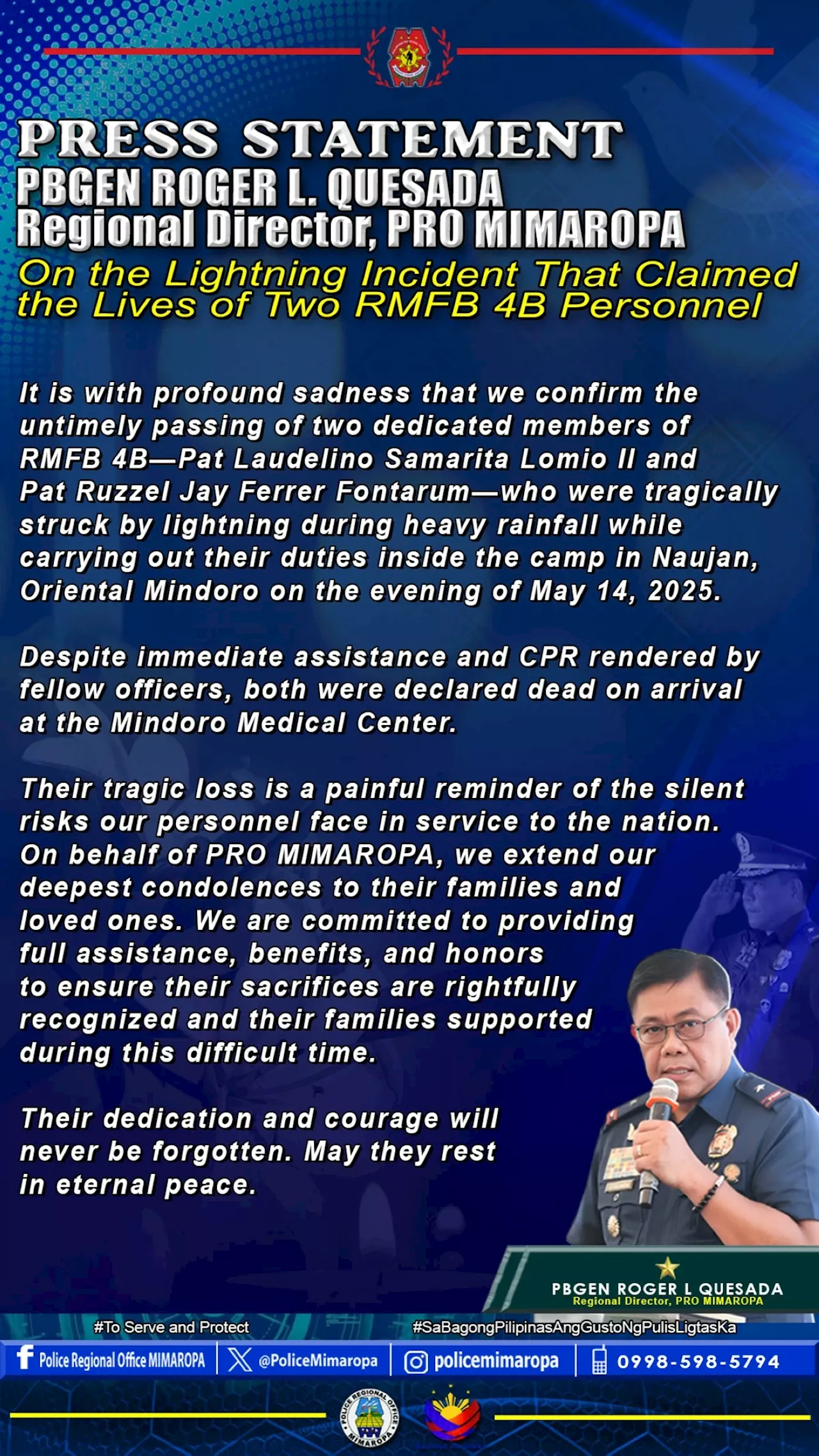 PRO 4-B mourns death of 2 cops in lightning strike
