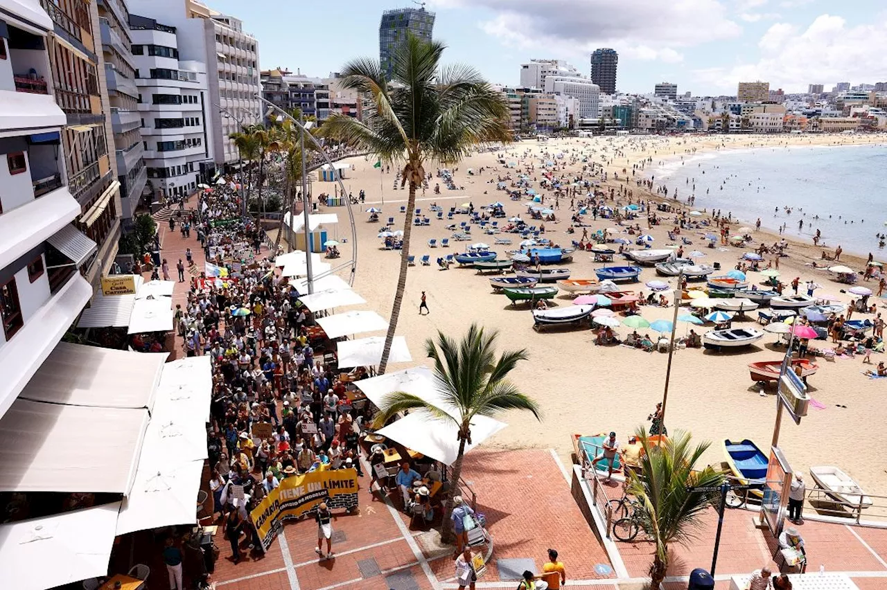 Thousands protest against overtourism in Spain’s Canary Islands