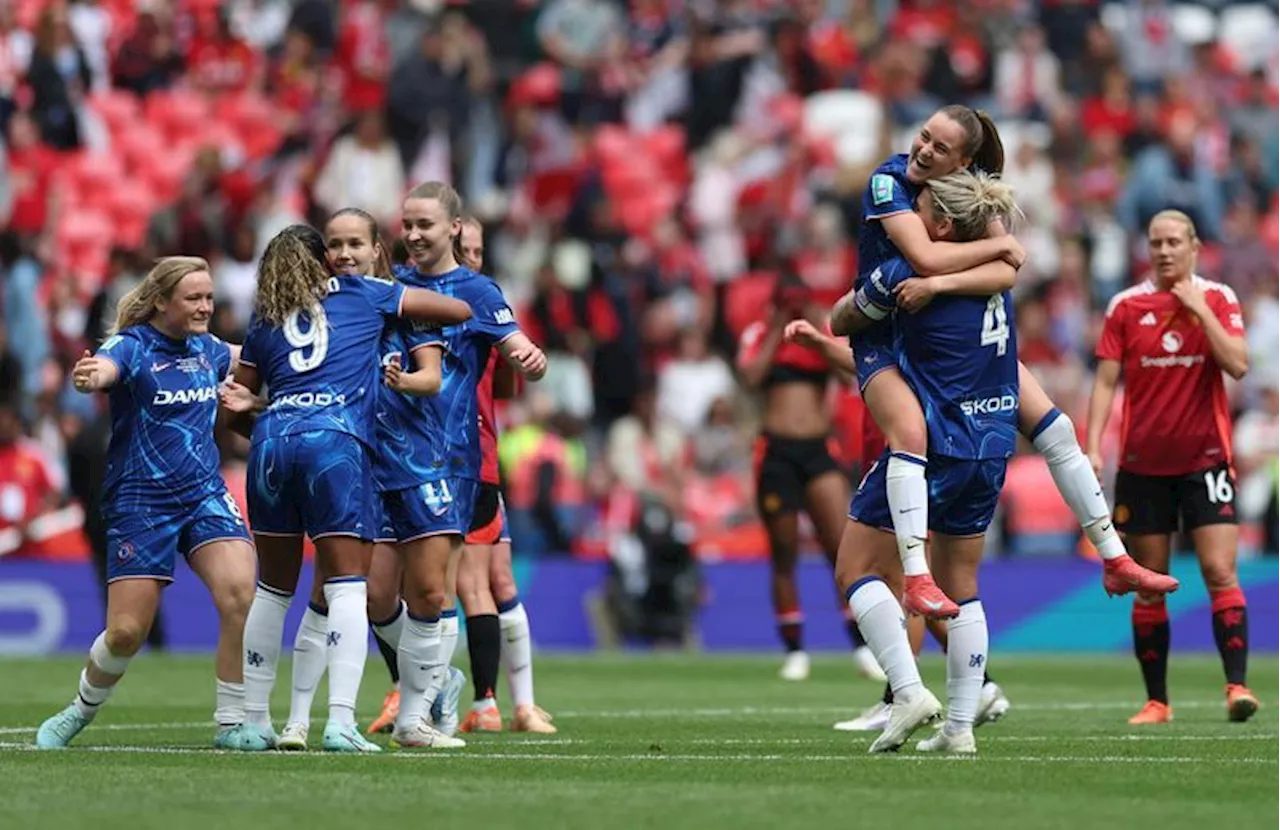 Soccer-Chelsea complete treble with 3-0 win over Manchester United