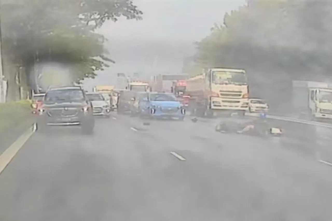 Two motorcyclists taken to hospital after seven-vehicle chain collision on Singapore's PIE