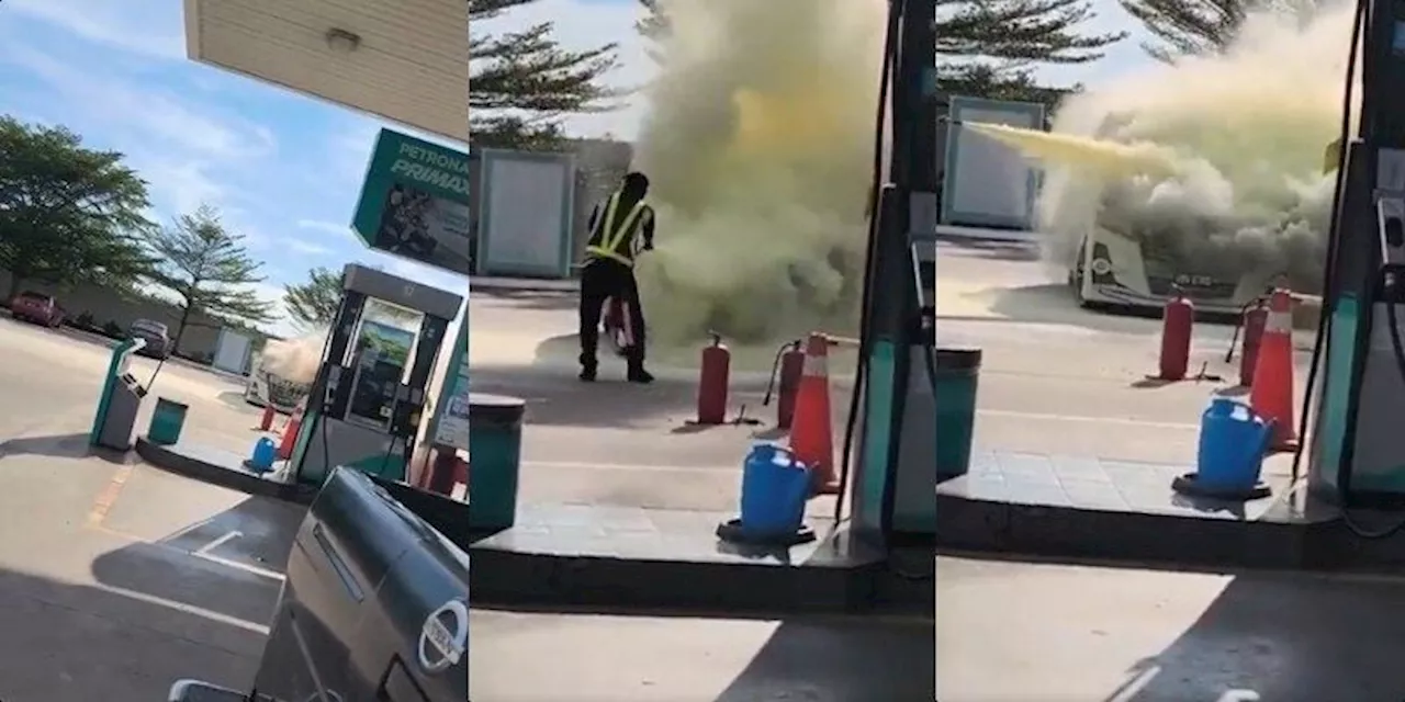 WATCH: Petrol Station Attendant Praised for Quickly Extinguishing Burning Car