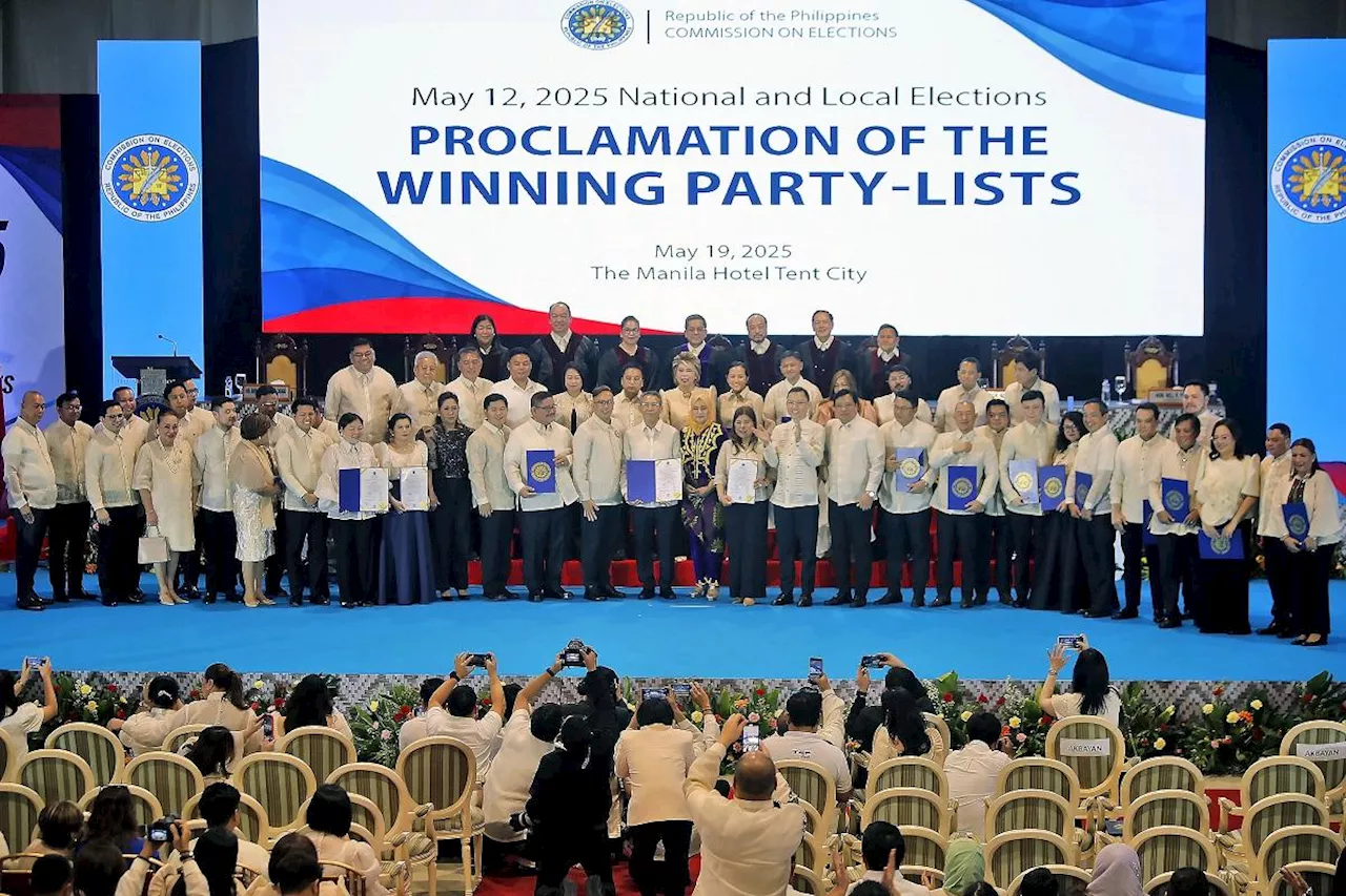 Nanalong 52 party-list groups, iprinoklama na; Duterte Youth at Bagong Henerasyon, 'di kasama kahit panalo