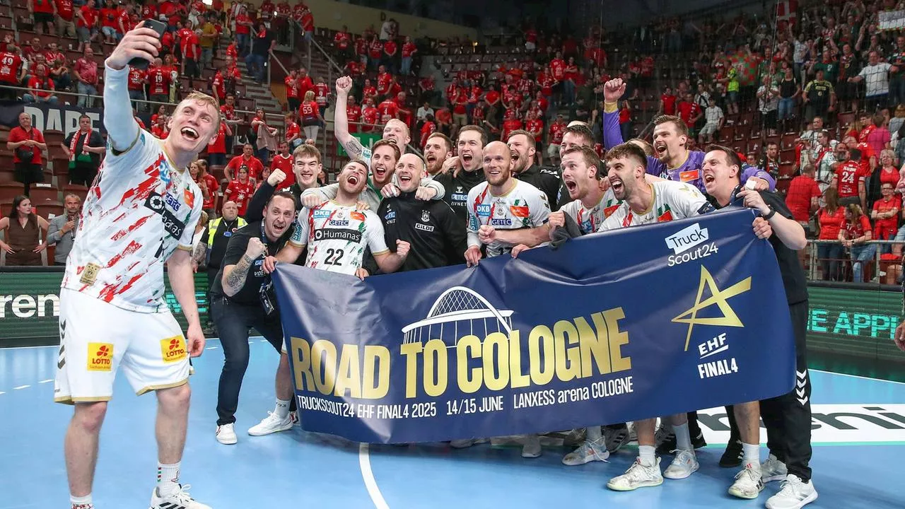  SC Magdeburg feiert nach 'Wunder von Veszprem'
