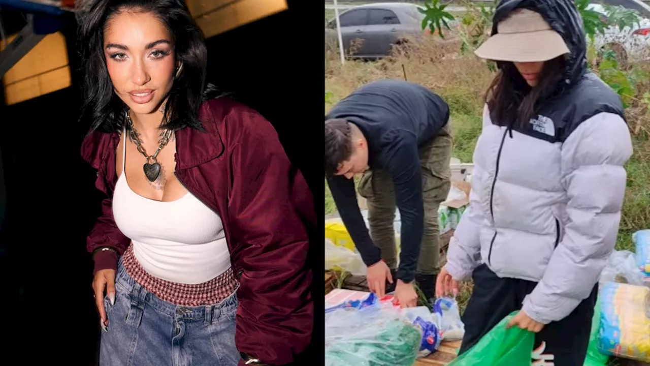 María Becerra acercó donaciones para los damnificados por el temporal de Zárate y Campana