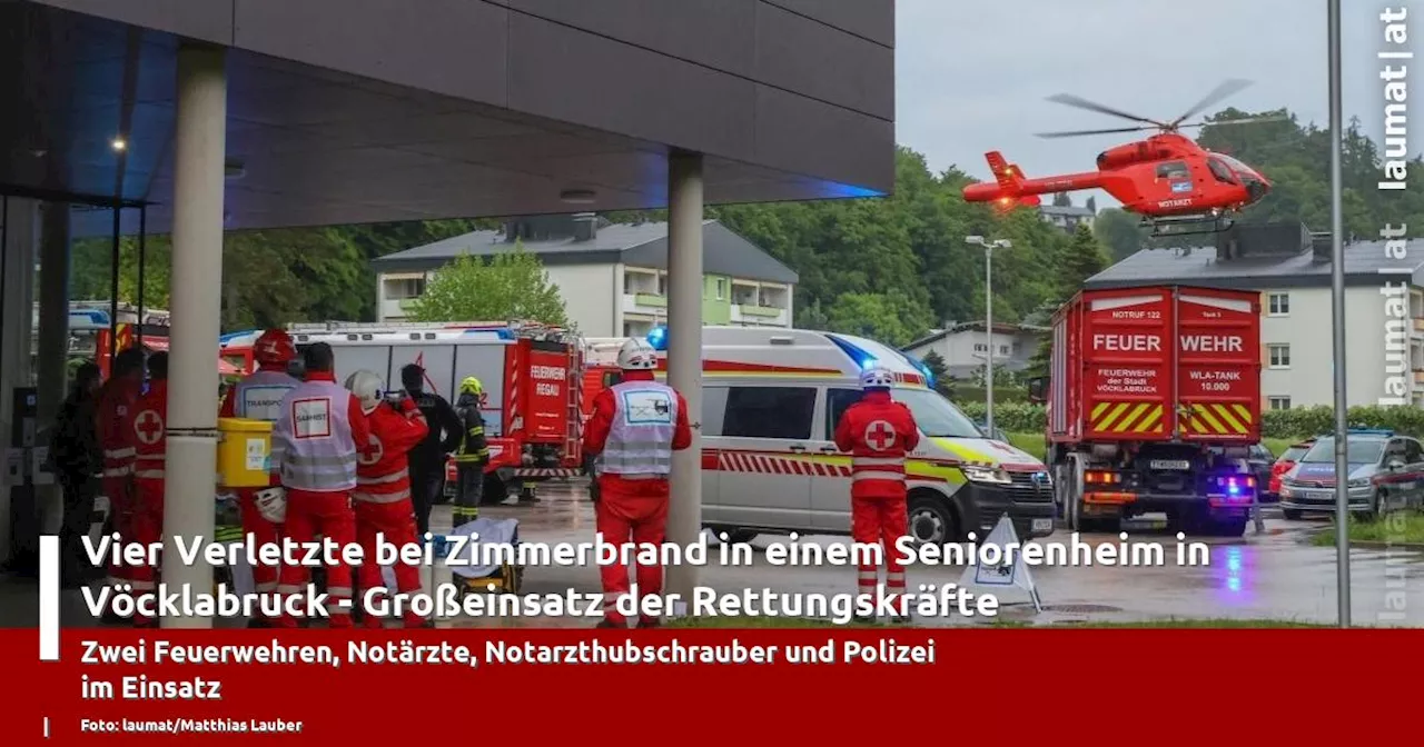 Vier Verletzte bei Zimmerbrand in einem Seniorenheim in V�cklabruck - Gro�einsatz der Rettungskr�fte