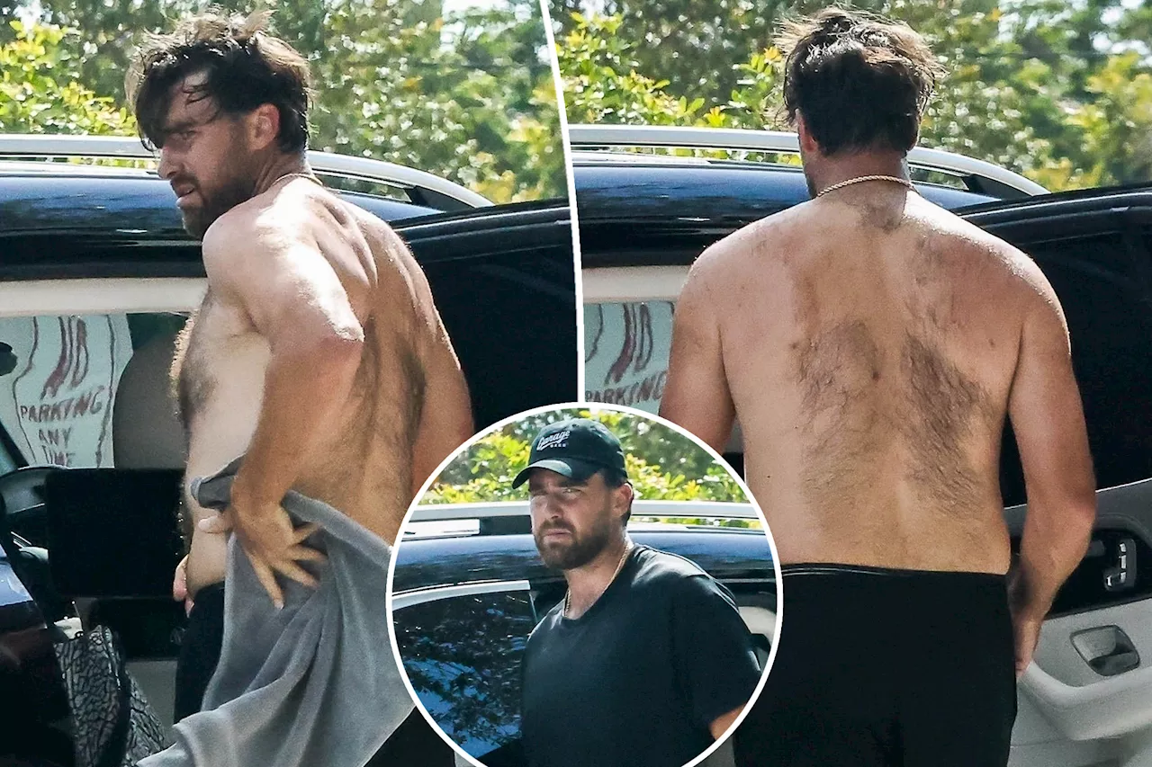 'Big Yeti' Travis Kelce goes shirtless in Miami after sweaty NFL training session