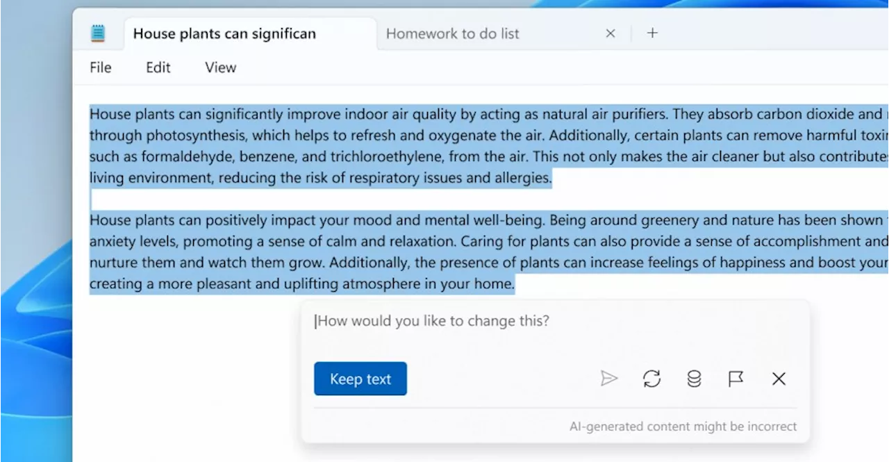 Microsoft Notepad can now write for you using generative AI