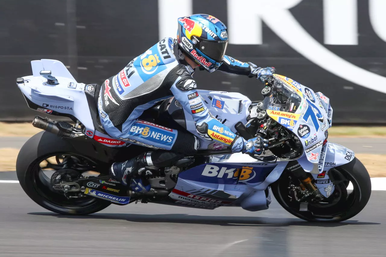 2025 British MotoGP: Alex Marquez on record pace in Practice, Marc Marquez crashes