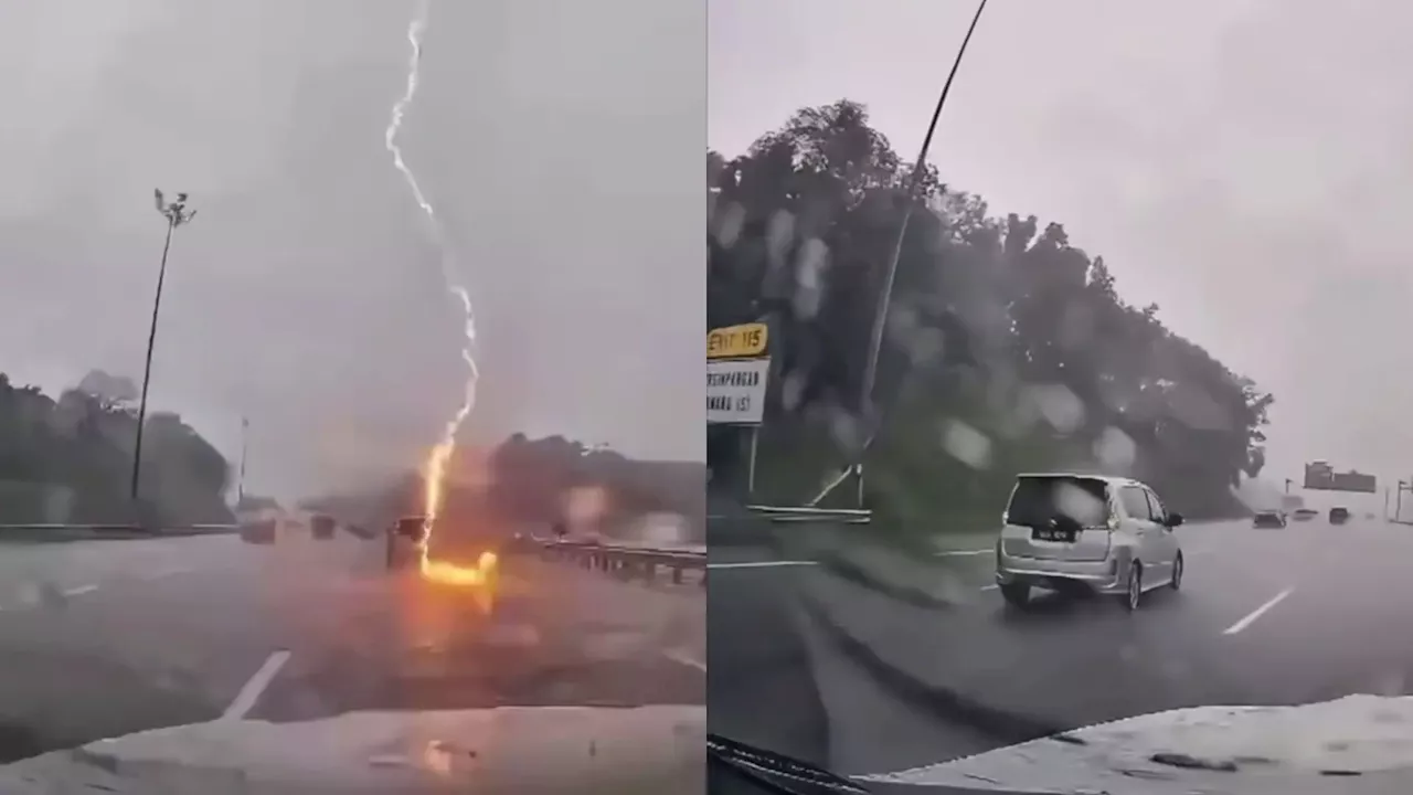 (Video) Netizens React To Perodua Alza Getting Hit By Lightning On The Road