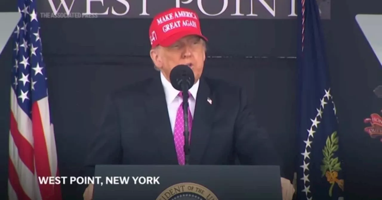Trump hails West Point cadets for their accomplishments and takes credit for US military might