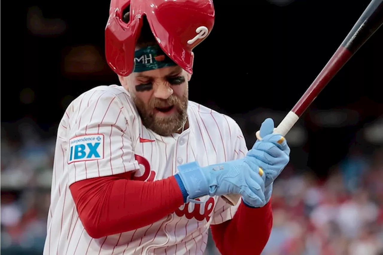 Bryce Harper leaves Phillies’ game vs. Braves after pitch hits his elbow