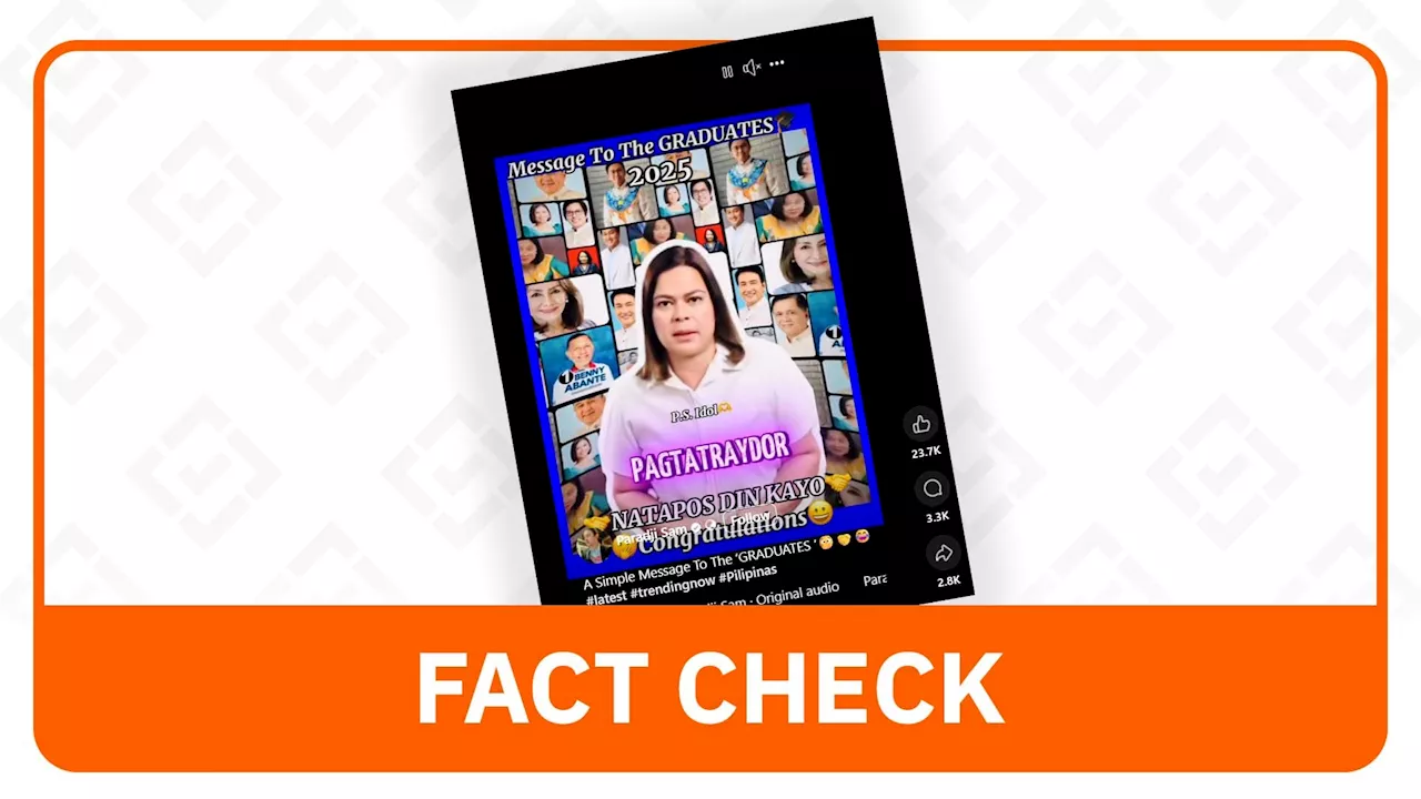 FACT CHECK: Sara Duterte video message for PMA class of 2025 is manipulated