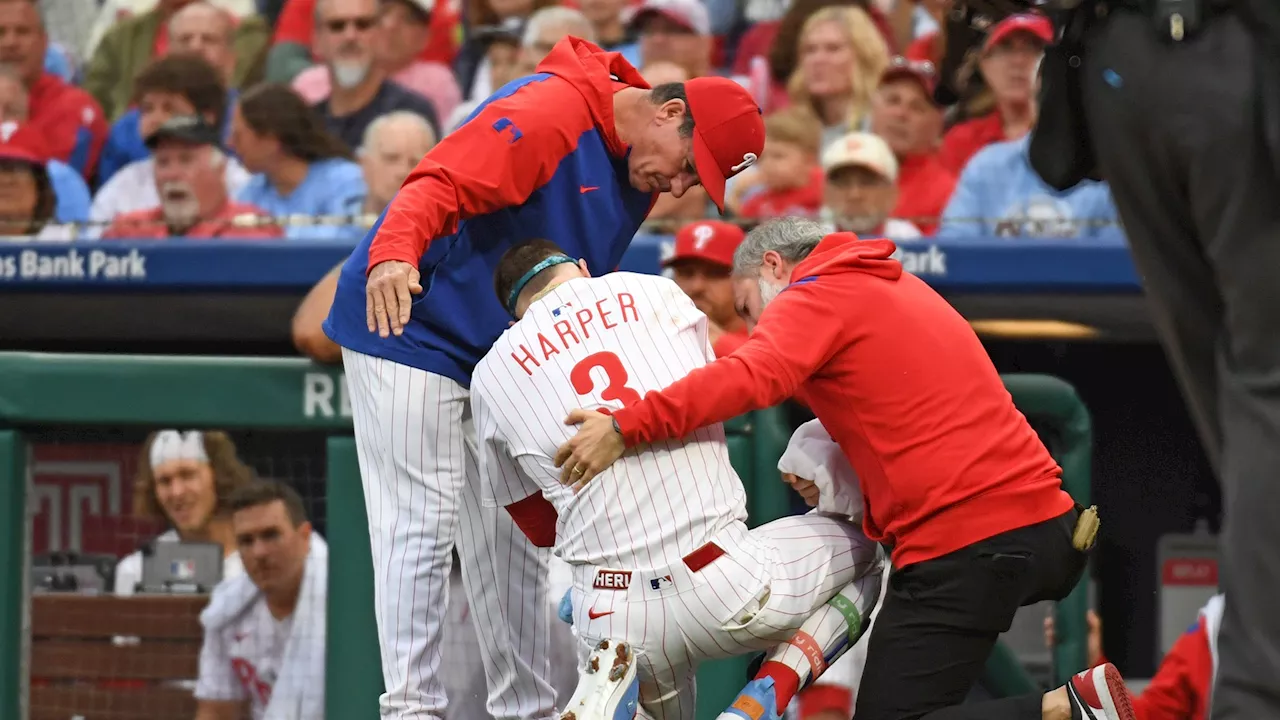 Harper exits game after being hit by Strider fastball, X-rays negative 