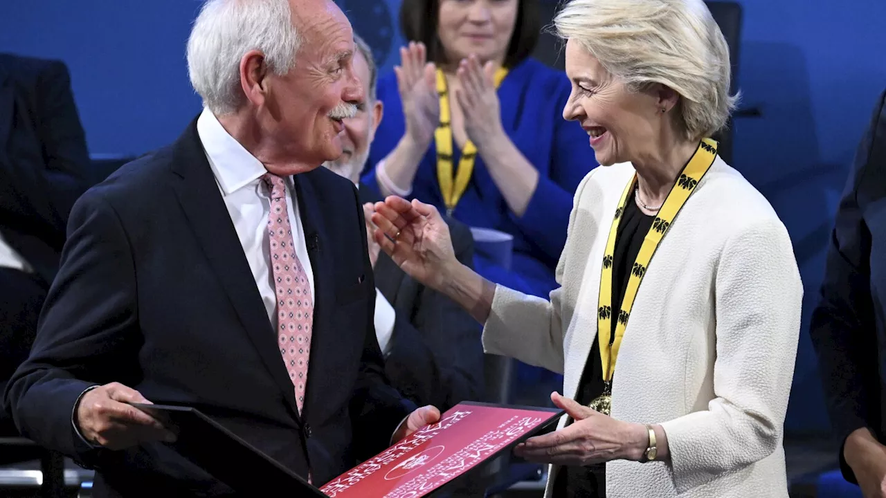 Ursula von der Leyen honored with award for contributions to European unity