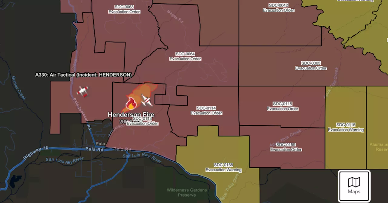 Areas in Riverside County are under evacuation warnings from Henderson Fire
