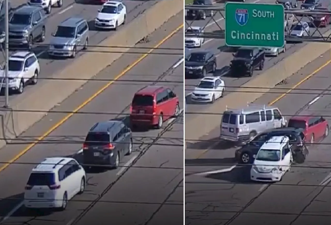 Minivan na biglang huminto sa highway, nagdulot ng karambola; at saka umalis na parang walang nangyari