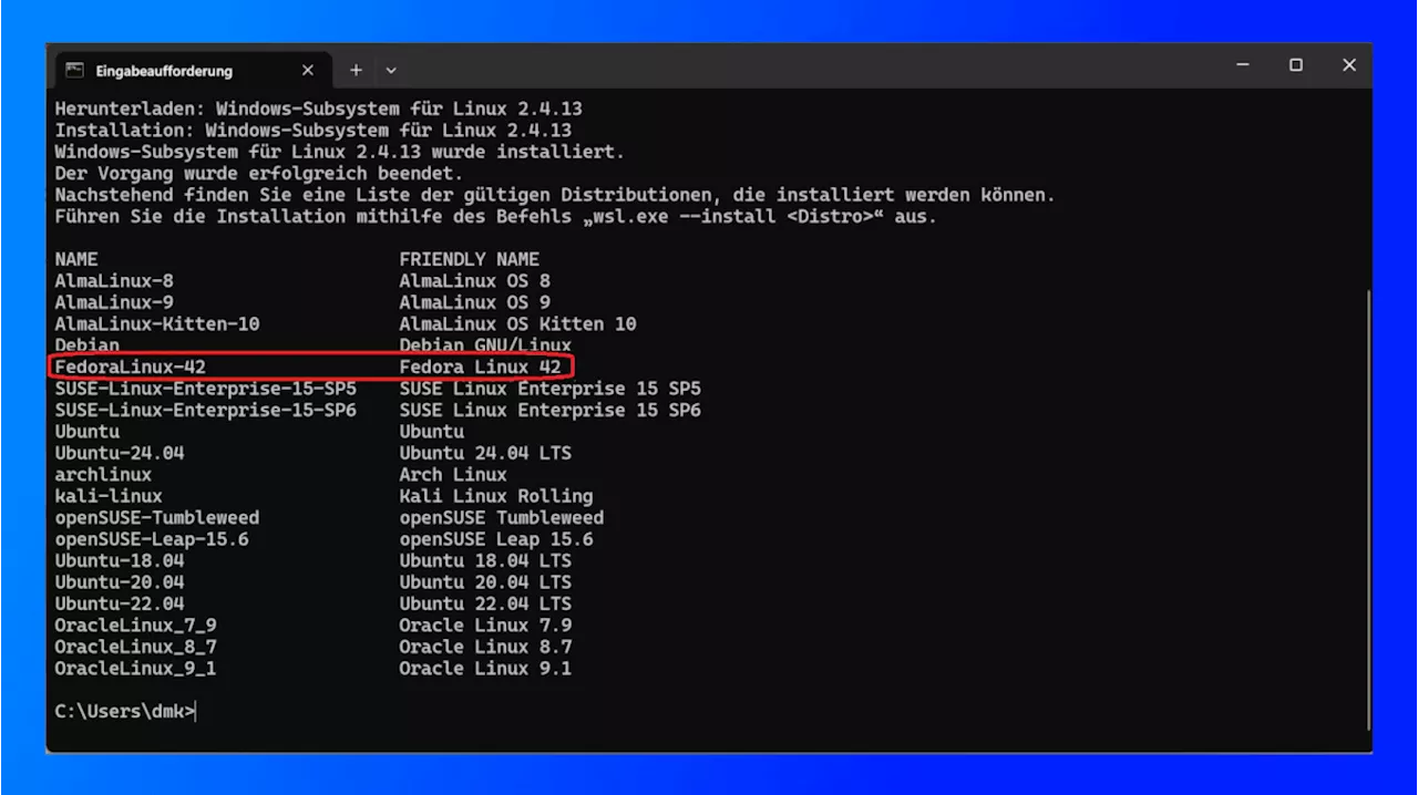 Windows Subsystem für Linux: Fedora 42 als offizielle Distribution vorgestellt