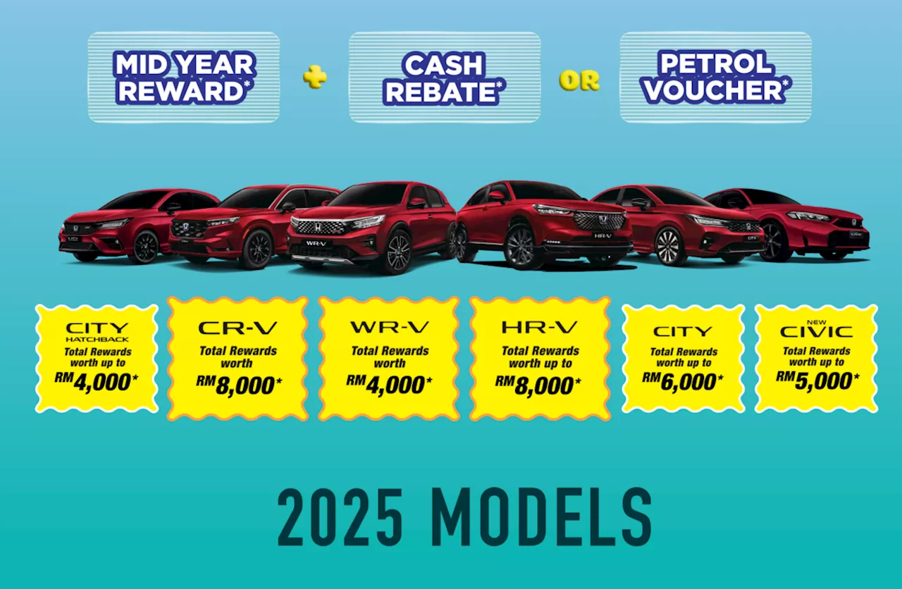 – up to RM8,000 off CR-V, HR-V; City RM6,000, Civic facelift RM5k discount