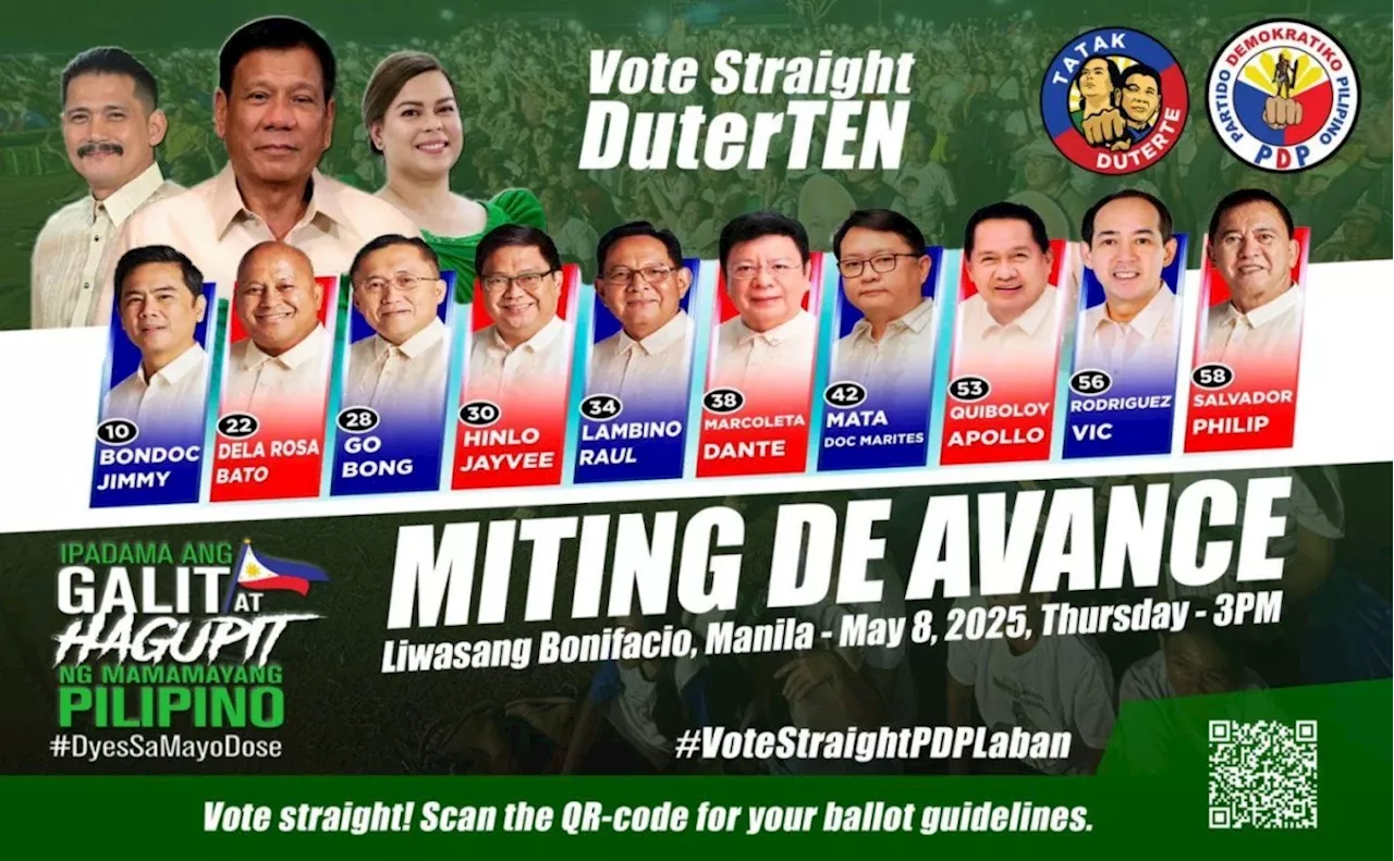 Senate bets of Duterte-backed PDP-Laban kick off miting de avance at Liwasang Bonifacio