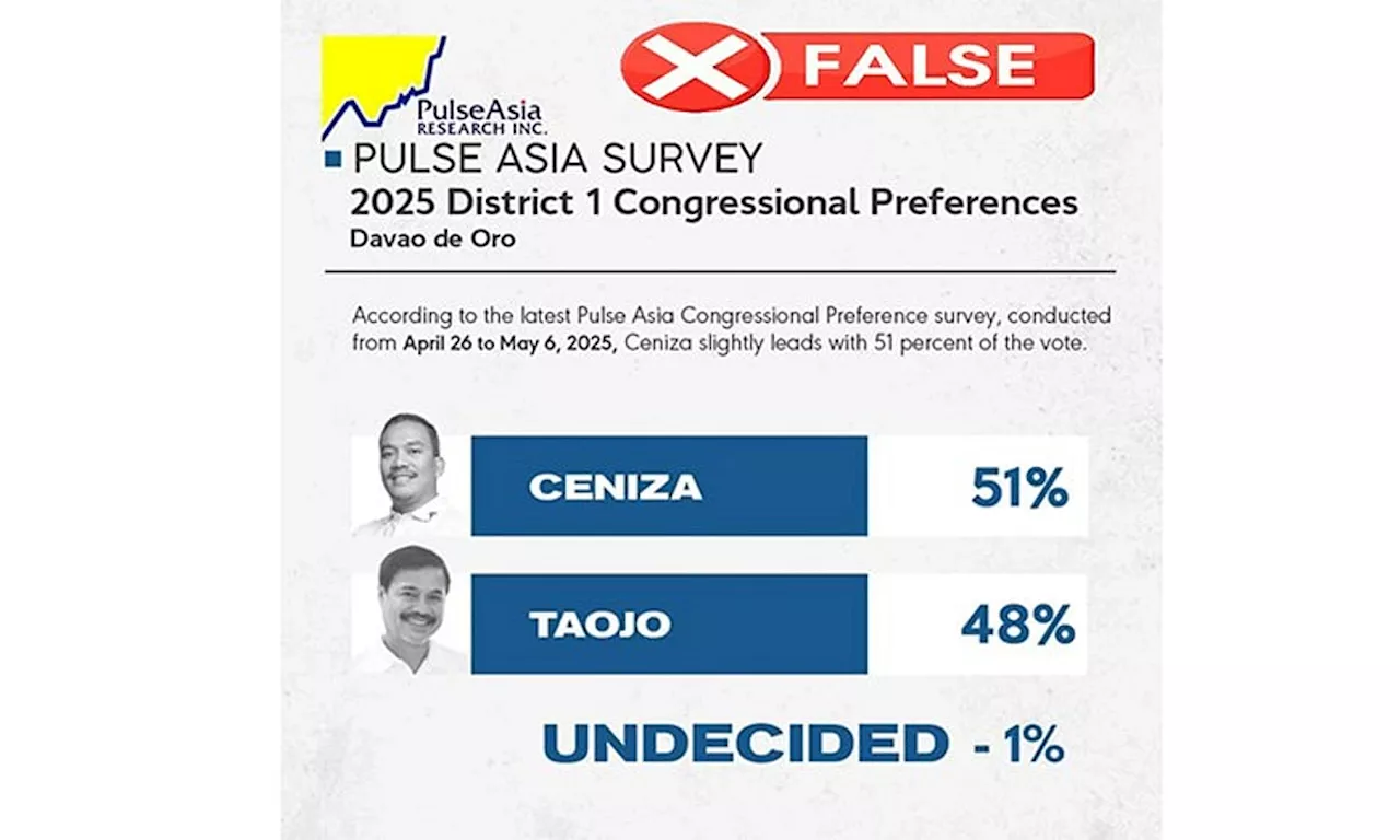Pulse Asia refutes survey claiming Ceniza leads over Taojo in DavOro