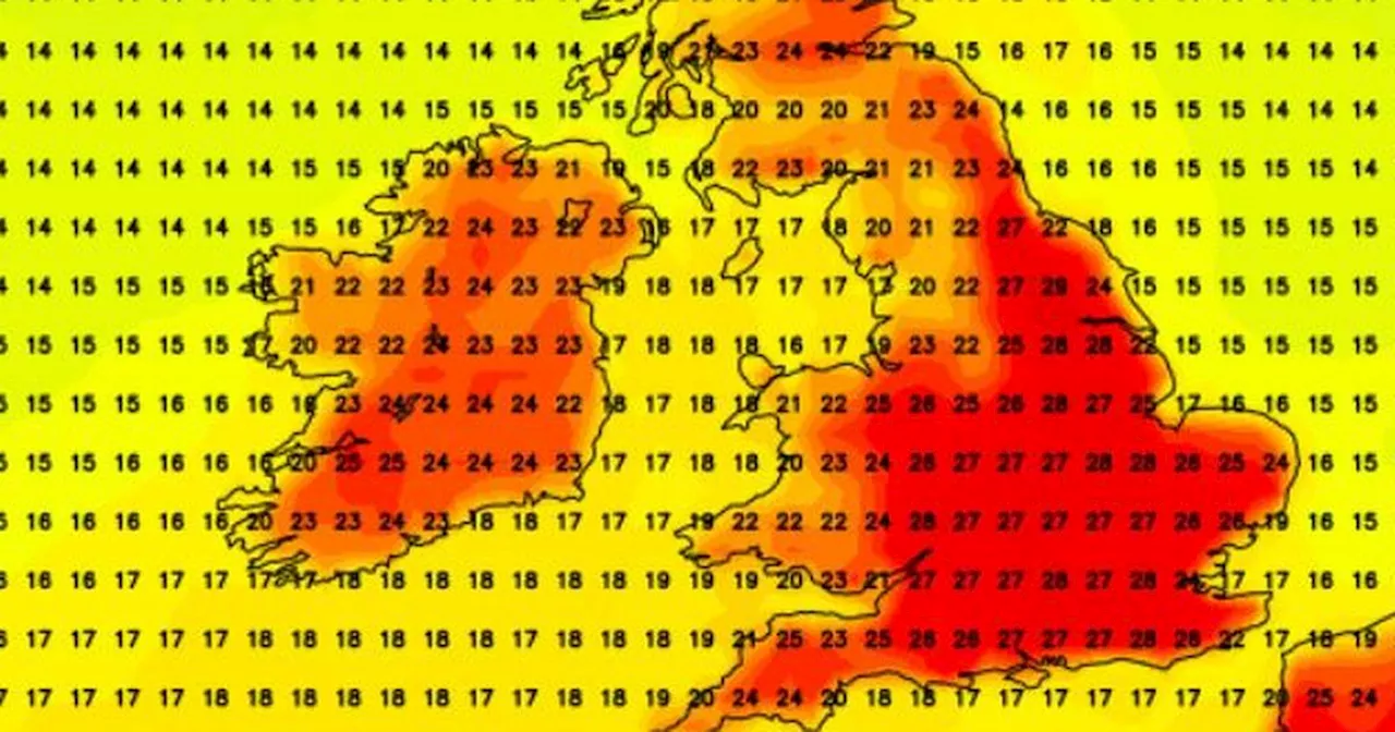 Met Eireann warns 25C heatwave is building as Irish weather maps flash fiery red