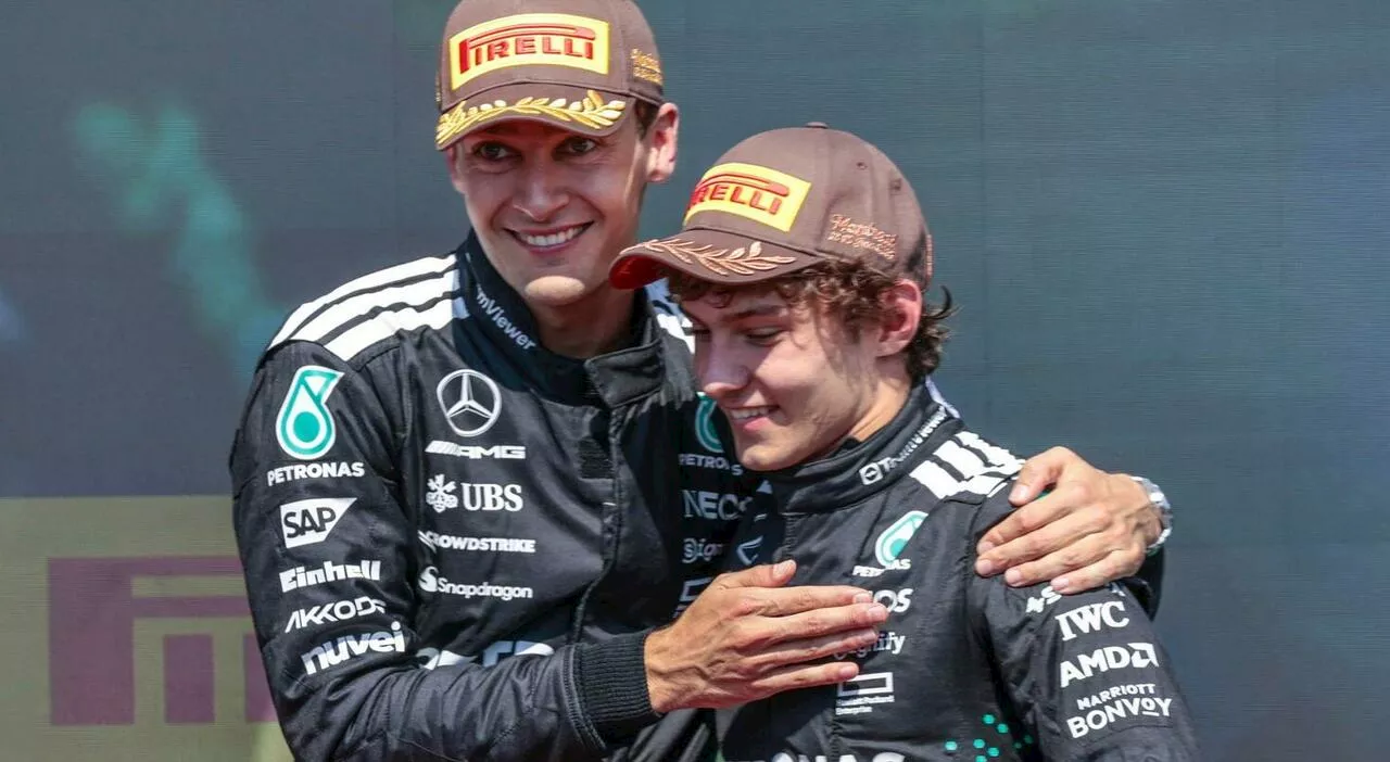 Kimi Antonelli sul podio in F1 con la Mercedes, un italiano dopo oltre 15 anni. Il GP del Canada a Russell, op