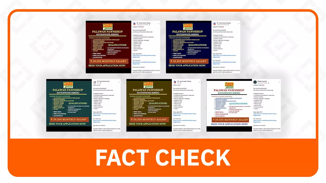 FACT CHECK: Posts on pawnshop’s job ads are fake, linked to phishing site