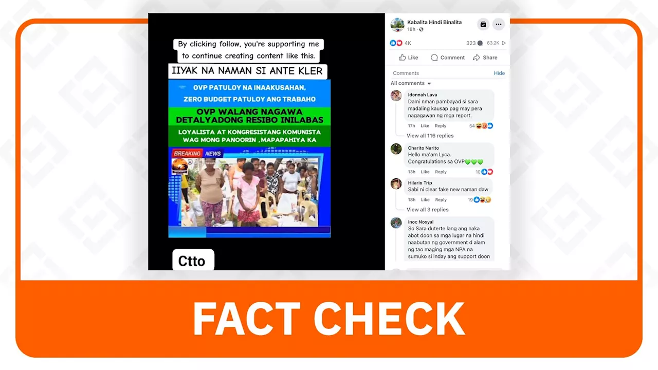 FACT CHECK: Duterte’s OVP not working with ‘zero budget’ for 2025