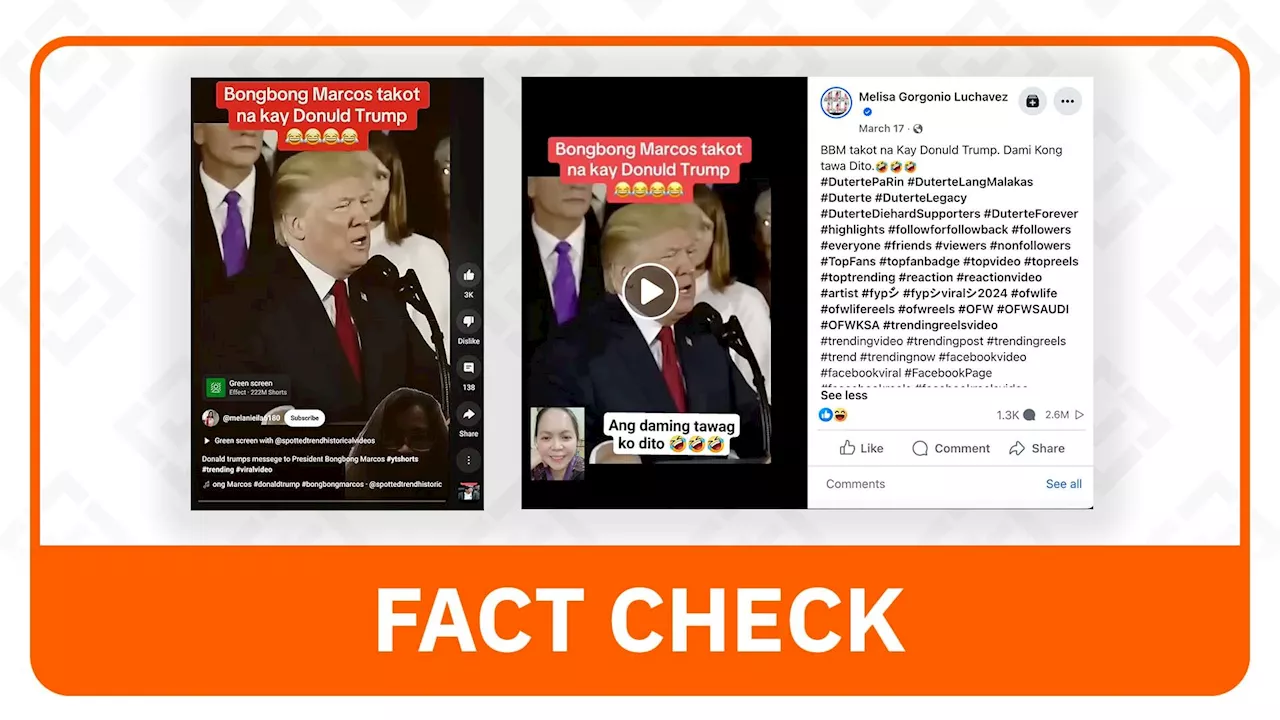 FACT CHECK: Spliced video misrepresents Trump’s remarks on drugs, Marcos’ reaction
