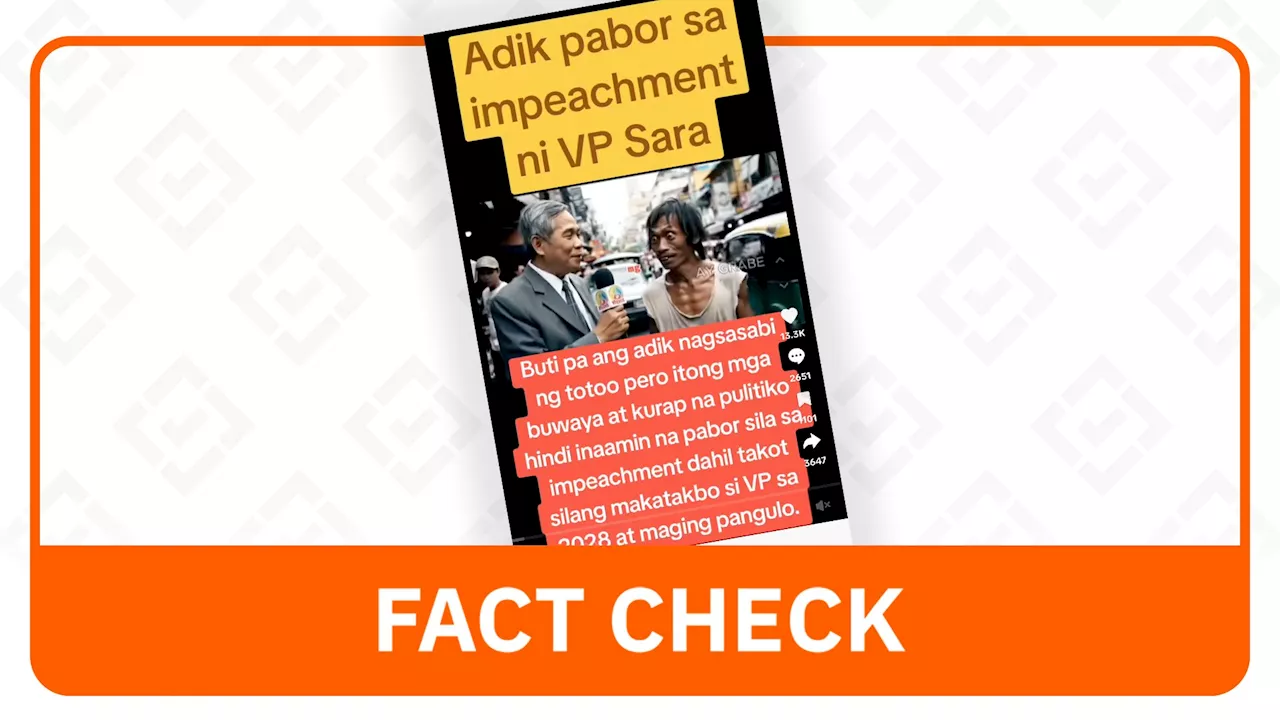 FACT CHECK: Video of ‘drug addict’ supporting VP Sara impeachment is AI-generated